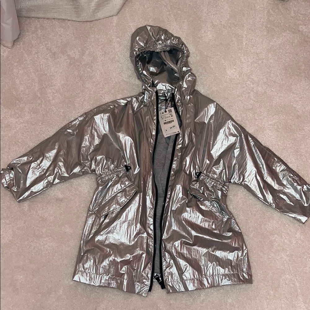 Zara Metallic Hooded Jacket